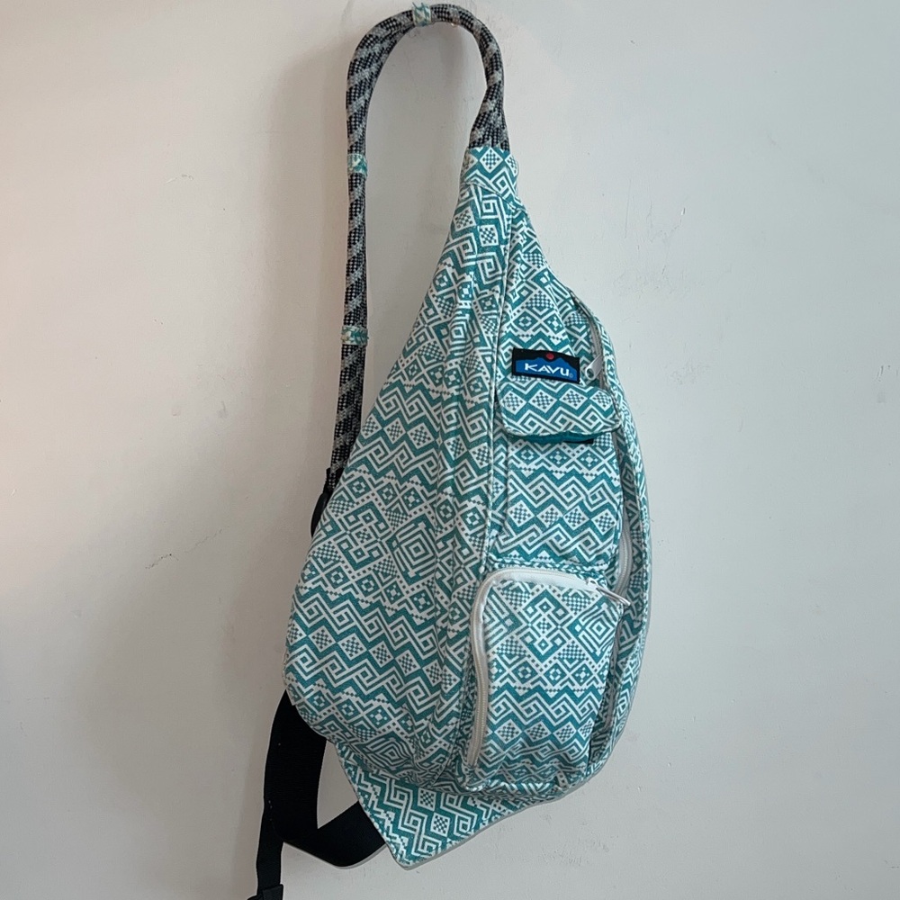 Kavu Teal and White Patterned Backpack